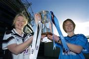 21 November 2006; Patrica McKenna, left, captain of Emyvale, Co. Monaghan, will play in the Junior Cup Final against Deirdre Boylan, captain of Eadestown, Co. Kildare, pictured at the Vhi Healthcare All-Ireland Ladies Club Final Captains Day. Croke Park, Dublin. Picture credit: David Maher / SPORTSFILE
