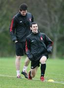 23 November 2006; Mark Farren and Ken Oman in action during Derry City squad training in advance of the FAI Carlsberg Senior Challenge Cup Final which will take place in Lansdowne Road on December 3. Prehane, Derry. Picture credit: Oliver McVeigh / SPORTSFILE