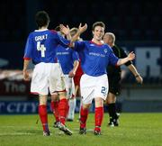 25 November 2006; Jamie Mulgrew, Linfield, celebrates with Michael Gault after scoring his side's third goal. Carnegie Premier League, Linfield v Loughgall, Windsor Park, Belfast. Picture credit: Oliver McVeigh / SPORTSFILE