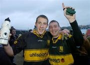 26 November 2006; Andrew Kennelly, left, and James Fleming, Dr. Crokes celebrate after the final whistle. AIB Munster Senior Club Football Championship Semi-Final, Nemo Rangers v Dr. Crokes, Pairc Ui Chaoimh, Cork. Picture credit: Matt Browne / SPORTSFILE