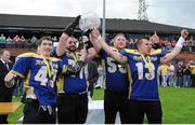 9 August 2009; UL Vikings players, from left, Michael Guinane, Brendan Moroney, Mark Gaffney and Marc Ashworth lift the Shamrock Bowl after the game. The Vikings won the game 9-6 after sudden death extra time. Shamrock Bowl XXIII, University of Limerick Vikings v Dublin Rebels, Cooke RFC, Shaws Bridge Belfast. Picture credit: Brendan Moran / SPORTSFILE