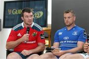 26 August 2014; Munster captain Peter O'Mahony, left, and Leinster captain Jamie Heaslip at the Guinness PRO12 Season Launch, Diageo Head Office, Park Royal, London. Picture credit: Matt Impey / SPORTSFILE