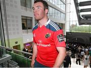 26 August 2014; Munster captain Peter O'Mahony arrives at the Guinness PRO12 Season Launch, Diageo Head Office, Park Royal, London. Picture credit: Matt Impey / SPORTSFILE