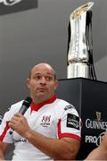 26 August 2014; Ulster captain Rory Best speaking at the Guinness PRO12 Season Launch, Diageo Head Office, Park Royal, London. Picture credit: Matt Impey / SPORTSFILE