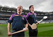 26 August 2014; Former Kilkenny player Martin Comerford, right, and former Tipperary player John Leahy, at the launch of the 2014 One Direct Kilmacud Crokes All-Ireland Hurling Sevens, Croke Park, Dublin. Picture credit: David Maher / SPORTSFILE