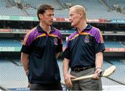 26 August 2014; Former Kilkenny player Martin Comerford, left, and former Tipperary player Richie Stakelum, at the launch of the 2014 One Direct Kilmacud Crokes All-Ireland Hurling Sevens, Croke Park, Dublin. Picture credit: David Maher / SPORTSFILE
