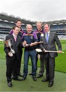 26 August 2014; Former Tipperary  players John Leahy, centre,  and Richie Stakelum and second from  right, with former Kilkenny player Martin Comerford, second from left with Peter Walsh, left, Chairman of Kilmacud Crokes Hurling Committee, and David Egan, far right, Managing Director of One Direct, at the launch of the 2014 One Direct Kilmacud Crokes All-Ireland Hurling Sevens, Croke Park, Dublin. Picture credit: David Maher / SPORTSFILE