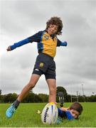 27 August 2014; At the announcement that Bank of Ireland has extended its sponsorship of  Leinster Rugby until end of June 2019 are, Louis Lynan, left, age 11, and his brother Sam Lynan, age 9, both from Clondalkin RFC, Dublin. The new five year deal includes exclusive branding of all playing and training kits for the Leinster Rugby professional team and will see Bank of Ireland expand the sponsorship to make a significant additional six figure investment, over five years, to develop the amateur game. The new agreement strengthens Bank of Ireland’s support for Leinster Rugby as it includes support for grass roots level right up to the professional senior team. Clondalkin RFC, Clondalkin, Co. Dublin. Picture credit: Barry Cregg / SPORTSFILE