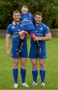 27 August 2014; At the announcement that Bank of Ireland has extended its sponsorship of  Leinster Rugby until end of June 2019 are Leinster's Jamie Heaslip, left, and Sean O'Brien with Clodagh Grenham, age 7, from Clondalkin RFC, Dublin. The new five year deal includes exclusive branding of all playing and training kits for the Leinster Rugby professional team and will see Bank of Ireland expand the sponsorship to make a significant additional six figure investment, over five years, to develop the amateur game. The new agreement strengthens Bank of Ireland’s support for Leinster Rugby as it includes support for grass roots level right up to the professional senior team. Clondalkin RFC, Clondalkin, Co. Dublin. Picture credit: Barry Cregg / SPORTSFILE