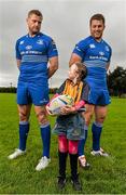 27 August 2014; At the announcement that Bank of Ireland has extended its sponsorship of  Leinster Rugby until end of June 2019 are Leinster's Jamie Heaslip and Sean O'Brien with Clodagh Grenham, age 7, from Clondalkin RFC. The new five year deal includes exclusive branding of all playing and training kits for the Leinster Rugby professional team and will see Bank of Ireland expand the sponsorship to make a significant additional six figure investment, over five years, to develop the amateur game. The new agreement strengthens Bank of Ireland’s support for Leinster Rugby as it includes support for grass roots level right up to the professional senior team. Clondalkin RFC, Clondalkin, Co. Dublin. Picture credit: David Maher / SPORTSFILE