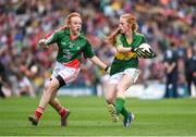 24 August 2014; Kayla O’Connor, Killmurry N.S, Cordal, Castleisland, Kerry, representing Kerry, in action against Katie McGuire, Hollywood N.S, Hollywood, Blessington, Wicklow, representing Mayo. INTO/RESPECT Exhibition GoGames, Croke Park, Dublin. Picture credit: Ray McManus / SPORTSFILE