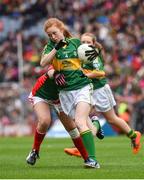 24 August 2014; Kayla O’Connor, Killmurry N.S, Cordal, Castleisland, Kerry, representing Kerry, in action against Mayo. INTO/RESPECT Exhibition GoGames, Croke Park, Dublin. Picture credit: Ray McManus / SPORTSFILE