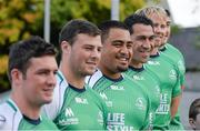 28 August 2014; Pictured in Eyre Square, Galway, are Connacht Rugby players, from left to right, Dave McSharry, Robbie Henshaw, Rodney Ah You, Mils Muliaina, Fionn Carr, and Denis Buckley. As a 100% Irish owned and operated retailer, Life Style Sports today proudly announced its title sponsorship of Connacht Rugby and showcased the new Life Style Sports branded Connacht Rugby jersey. Eyre Square, Galway City. Picture credit: Diarmuid Greene / SPORTSFILE