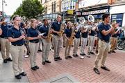 28 August 2014; The Penn State University Marching Band performing in Grafton Street, Dublin, ahead of Saturday's Croke Park Classic. The University of Central Florida will face off against Penn State University in the Croke Park Classic on August 30th. The spectacle will include a full days entertainment for all the family featuring an F16 fighter jet flyover, parachute jumps, the Penn State marching band, Extreme Rhythm, The Dublin Gospel Choir, cheerleaders, team mascots and the Super 11’s. Tickets including a special August Family Ticket Offer are still available for the event. Tickets are on sale for the Croke Park Classic through ticketmaster.ie and tickets.ie. For further information visit www.crokeparkclassic.ie. Grafton Street, Dublin. Picture credit: Brendan Moran / SPORTSFILE