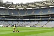 29 August 2014; A Croke Park Stadium groundsman lines the pitch during preparations ahead of the Croke Park Classic, Penn State v University of Central Florida on Saturday. Croke Park, Dublin. Picture credit: Brendan Moran / SPORTSFILE