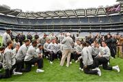 29 August 2014; UCF head coach George O'Leary speaks to his players during the previews ahead of the Croke Park Classic, Penn State v University of Central Florida on Saturday. Croke Park, Dublin. Picture credit: Pat Murphy / SPORTSFILE