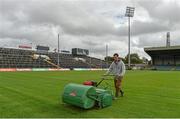 29 August 2014; Groundsman Conor Grene, from Ballybricken, Co. Limerick, cuts the grass ahead of the GAA Football All-Ireland Senior Championship Semi-Final Replay between Kerry and Mayo. Gaelic Grounds, Limerick. Picture credit: Diarmuid Greene / SPORTSFILE