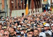 29 August 2014; A view of the crowd during the Penn State Pep Rally. Penn State University will face off against The University of Central Florida  in the Croke Park Classic on August 30th. The spectacle will include a full days entertainment for all the family featuring an F16 fighter jet flyover, parachute jumps, the Penn State marching band, Extreme Rhythm, The Dublin Gospel Choir, cheerleaders, team mascots and the Super 11’s. Tickets including a special August Family Ticket Offer are still available for the event. Tickets are on sale for the Croke Park Classic through www.ticketmaster.ie and www.tickets.ie . For further information visit www.crokeparkclassic.ie. Meeting House Square, Temple Bar, Dublin. East Essex Street, Dublin. Picture credit: Ramsey Cardy / SPORTSFILE