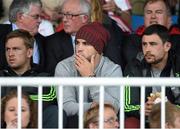 29 August 2014; Munster's, from left to right, Dave Foley, Conor Murray and Felix Jones watch the game from the stand. SEAT Challenge, Munster v London Irish, RSC, Waterford. Picture credit: Matt Browne / SPORTSFILE