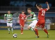 29 August 2014; Patrick Cregg, Shamrock Rovers, in action against Iarhflaith Davoren, Sligo Rovers. SSE Airtricity League Premier Division, Shamrock Rovers v Sligo Rovers, Tallaght Stadium, Tallaght, Dublin. Picture credit: Dáire Brennan / SPORTSFILE