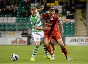29 August 2014; Simon Madden, Shamrock Rovers, in action against David Cawley, Sligo Rovers. SSE Airtricity League Premier Division, Shamrock Rovers v Sligo Rovers, Tallaght Stadium, Tallaght, Dublin. Picture credit: Dáire Brennan / SPORTSFILE