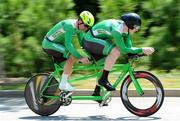 29 August 2014; Ireland's James Brown and pilot Bryan McCrystal competing in the Men's B Time Trial, Where he finished 9th with a time of 32:57.18. 2014 UCI Paracyling World Road Championships, Greenville, South Carolina, USA. Picture credit: Jean Baptiste Benavent / SPORTSFILE