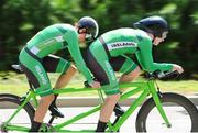 29 August 2014; Ireland's Katie-Goerge Dunlevy and pilot Eve McCrystal competing in the Women's B Time Trial, where she finished 6th with a time of 36:54.32. 2014 UCI Paracyling World Road Championships, Greenville, South Carolina, USA. Picture credit: Jean Baptiste Benavent / SPORTSFILE