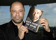 23 November 2006; Former Republic of Ireland international Paul McGrath's autobiography 'Back from the Brink' written in association with Vincent Hogan was today announced as the Boylesports Irish Sports Book of the Year award winner. At the announcement is award winner Paul McGrath. St James's Gate, Dublin. Picture credit: Brian Lawless / SPORTSFILE