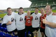24 November 2006; Ireland Rugby Team Assistant Coach Niall O'Donovan, second from left, and Ireland team members from left, Jamie Heaslip, Peter Stringer, Malcolm O'Kelly, Paul O'Connell and Frankie Sheahan show their support for O'Donovan's 16 year old daughter Maeve who will be performing in the 'You're a Star' talent show on RTE 1 this Sunday night. Ireland will be playing against the Pacific Islands in the last ever Rugby International in Lansdowne Road on Sunday, but will be texting their votes to support Maeve that evening. Picture credit: Matt Browne / SPORTSFILE