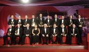 24 November 2006; At the 2006 Vodafone GAA All-Star Awards are, back row left to right, Eoin Murphy, Waterford, JJ Delaney, Kilkenny, Brian Murphy, Cork, Dan Shanahan, Waterford, Tony Browne, Waterford, Ronan Curran, Cork, Tommy Walsh, Kilkenny, Jerry O'Connor, Cork, and Tony Griffin, Clare, front row left to right, James 'Cha' Fitzpatrick, Kilkenny, Henry Shefflin, Kilkenny, Nickey Brennan, President of the GAA, Carolan Lennon, Marketing Director, Vodafone Ireland, An Taoiseach Bertie Ahern T.D., Eddie Brennan, Kilkenny, Eoin Kelly, Tipperary, and Martin Comerford Kilkenny. Citywest Hotel, Dublin. Picture credit: Brendan Moran / SPORTSFILE