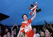 26 November 2006; Fiona Courtney, Donaghmoyne captain, celebrates at the end of the game. Vhi Healthcare All-Ireland Ladies Senior Club Championship Final, Donaghmoyne v Carnacon, Pairc Na nGael, Dromard, Co Longford. Picture credit: David Maher / SPORTSFILE
