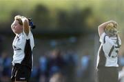 26 November 2006; Lisa Hughes, left, and Caroline McAree, Emyvale, hold their head after the game finished in a draw. VHI Healthcare All-Ireland Ladies Senior Club Championship Final, Emyvale v Eadestown, Pairc Na nGael, Dromard, Co Longford. Picture credit: David Maher / SPORTSFILE
