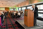 30 August 2014; Dan Rooney, owner of the Pittsburgh Steelers speaking during the President's Lunch ahead of the game. Croke Park Classic 2014, Penn State v University of Central Florida. Croke Park, Dublin. Picture credit: Brendan Moran / SPORTSFILE