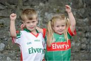 30 August 2014; Mayo supporters Michael McGuire, aged 5, and his sister Éire, aged 3, from Manchester, Engalnd. GAA Football All Ireland Senior Championship, Semi-Final Replay, Kerry v Mayo, Gaelic Grounds, Limerick. Picture credit: Barry Cregg / SPORTSFILE