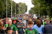 30 August 2014; Kerry and Mayo supporters make their way down the Ennis Road before the game. GAA Football All Ireland Senior Championship, Semi-Final Replay, Kerry v Mayo, Gaelic Grounds, Limerick. Picture credit: Dáire Brennan / SPORTSFILE