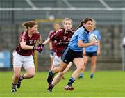 30 August 2014; Siobhan McGrath, Dublin, in action against Lucy Hannon and Caitriona Cormican, Galway. TG4 All-Ireland Ladies Football Senior Championship, Semi-Final, Dublin v Galway, Cusack Park, Mullingar, Co. Westmeath. Picture credit: Oliver McVeigh / SPORTSFILE