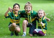 30 August 2014; Kerry supporters, from Duagh, Co. Kerry, left to right, Joey Maher, aged 6, nephew of Kerry player Anthony Maher and his cousins Michael Kelly, aged 8, and Lucy Kelly, aged 3. GAA Football All Ireland Senior Championship, Semi-Final Replay, Kerry v Mayo, Gaelic Grounds, Limerick. Picture credit: Dáire Brennan / SPORTSFILE