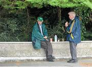 30 August 2014; Kerry supporters John Mangan, left, and Pat Quirke, from Tralee, Co. Kerry, enjoy their lunch before the game. GAA Football All Ireland Senior Championship, Semi-Final Replay, Kerry v Mayo, Gaelic Grounds, Limerick. Picture credit: Dáire Brennan / SPORTSFILE