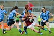 30 August 2014; Mairead Coyne, Galway, in action against Lyndsey Davey, Lindsay Peat and Sinead Aherne, Dublin. TG4 All-Ireland Ladies Football Senior Championship, Semi-Final, Dublin v Galway, Cusack Park, Mullingar, Co. Westmeath. Picture credit: Oliver McVeigh / SPORTSFILE