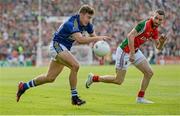 30 August 2014; James O'Donoghue, Kerry, in action against Keith Higgins, Mayo. GAA Football All Ireland Senior Championship, Semi-Final Replay, Kerry v Mayo. Gaelic Grounds, Limerick. Picture credit: Stephen McCarthy / SPORTSFILE
