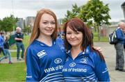 30 August 2014; Leinster supporters Emma, left, and Lisa Reid, from Lucan, Co. Dublin, ahead of the game. Pre-Season Friendly, Leinster v Ulster. Tallaght Stadium, Tallaght, Co. Dublin. Picture credit: Ramsey Cardy / SPORTSFILE