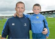 30 August 2014; Leinster supporters Shay O'Sullivan and six year old, Jamie from Maynooth, Co. Kildare, ahead of the game. Pre-Season Friendly, Leinster v Ulster. Tallaght Stadium, Tallaght, Co. Dublin. Picture credit: Matt Browne / SPORTSFILE