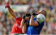 30 August 2014; Kieran Donaghy, Kerry, in action against Ger Cafferkey, Mayo. GAA Football All Ireland Senior Championship, Semi-Final Replay, Kerry v Mayo. Gaelic Grounds, Limerick. Picture credit: Stephen McCarthy / SPORTSFILE