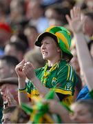 30 August 2014; A Kerry supporter celebrates a late score. GAA Football All Ireland Senior Championship, Semi-Final Replay, Kerry v Mayo, Gaelic Grounds, Limerick. Picture credit: Dáire Brennan / SPORTSFILE