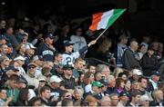 30 August 2014; A Penn State fan waves the flag of Ireland. Croke Park Classic 2014, Penn State v University of Central Florida. Croke Park, Dublin. Picture credit: Cody Glenn / SPORTSFILE
