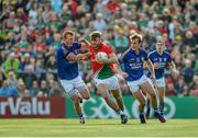 30 August 2014; Aidan O'Shea, Mayo, in action against Johnny Buckley, left, and Donnchadh Walsh, Kerry. GAA Football All Ireland Senior Championship, Semi-Final Replay, Kerry v Mayo, Gaelic Grounds, Limerick. Picture credit: Dáire Brennan / SPORTSFILE