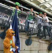 30 August 2014; Penn State fans look on as the Nittany Lion mascot prepares to enter the pitch. Croke Park Classic 2014, Penn State v University of Central Florida. Croke Park, Dublin. Picture credit: Cody Glenn / SPORTSFILE