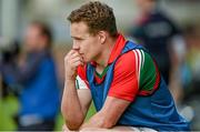 30 August 2014; Andy Moran, Mayo, looks on from the sideline in the final moments of the game. GAA Football All Ireland Senior Championship, Semi-Final Replay, Kerry v Mayo, Gaelic Grounds, Limerick. Picture credit: Barry Cregg / SPORTSFILE