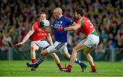 30 August 2014; Kieran Donaghy, Kerry, in action against Donal Vaughan, left, and Ger Cafferkey, Mayo. GAA Football All Ireland Senior Championship, Semi-Final Replay, Kerry v Mayo. Gaelic Grounds, Limerick. Picture credit: Diarmuid Greene / SPORTSFILE