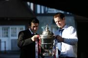 27 November 2006; Peter Hutton, left, captain of Derry City and Colm Foley, captain of St Patrick's Athletic, at a photocall ahead of the FAI Carlsberg Cup final. Lansdowne Road, Dublin. Picture credit: David Maher / SPORTSFILE